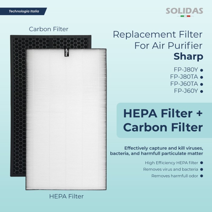 Replacement Filter Air Purifier Sharp Fp-J810Y / Hepa + Carbon Filter