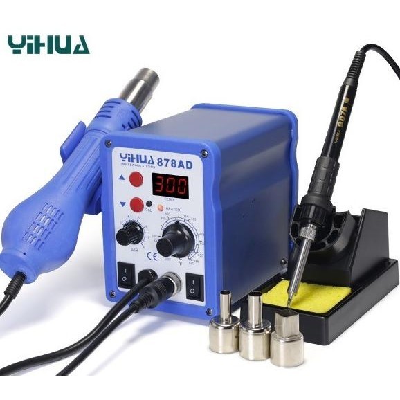 Yihua 878Ad 2 In 1 Blower / Solder Uap + Solder Station Original