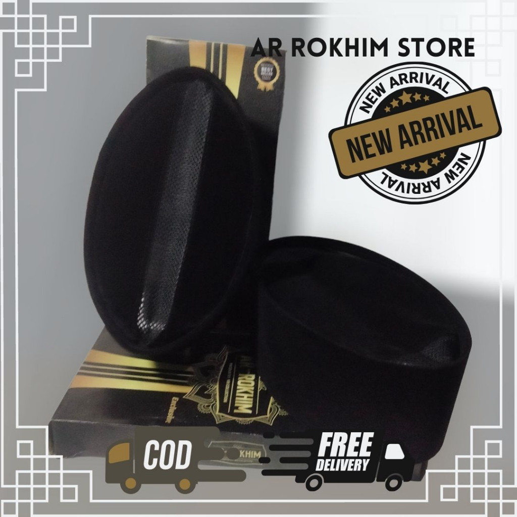 Peci Songkok Kopiah Hitam Polos Model AC Tengah Terbaru Dewasa dan Anak Anak