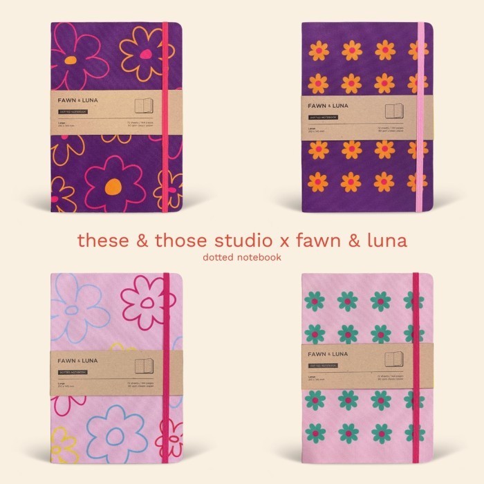 

THESETHOSE x fawn & luna - Flower Garden Dotted Notebook - buku tulis BRG BARU