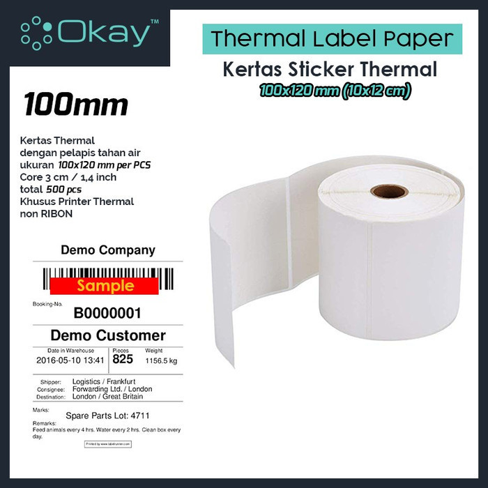 

Kertas Thermal Label 100X120 Mm Sticker Label Isi 500 Pcs