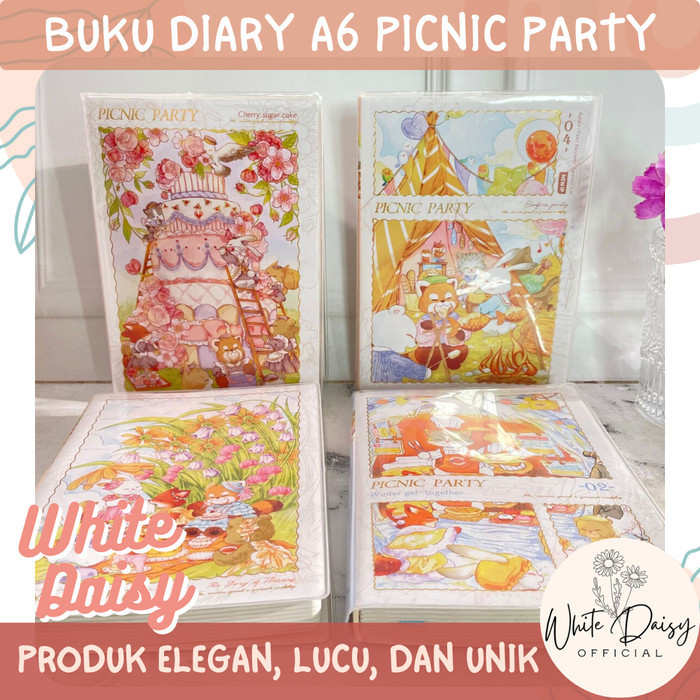 

DISKON Buku diary A6 picnic party kertas full color lembar berwarna lucu imut