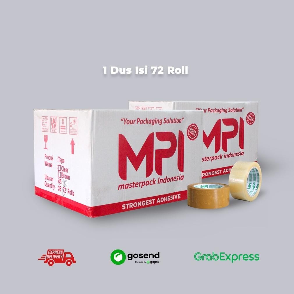 

Banyak Promooo !!! Lakban Kartonan / Perdus Isi 72 Roll / 36 Roll / Bening / Coklat/ Fragile / Lakban 100Y 300Y