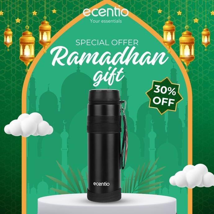 ecentio 1000ml Botol Minum Termos Termos air panas tumbler 304