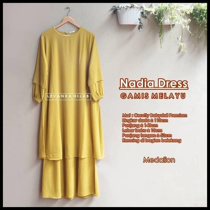 DISKON) NADIA Dress / Gamis Malaysia atau Gamis Melayu bahan Ceruti Baby Doll  Silahkan diorder
