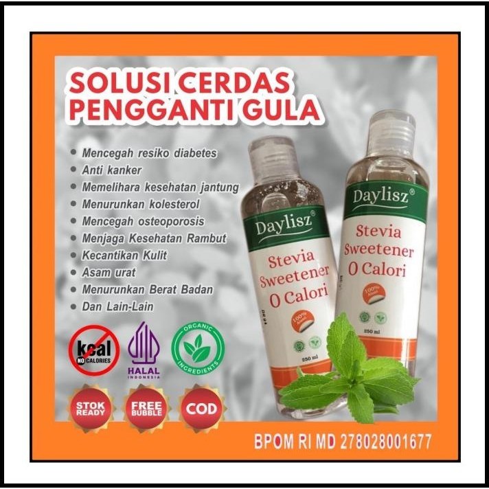 

GRATIS ONGKIR GULA CAIR STEVIA 0 ZERO KALORI SWEETENER TERAPI DIET & DIABETES ALAMI