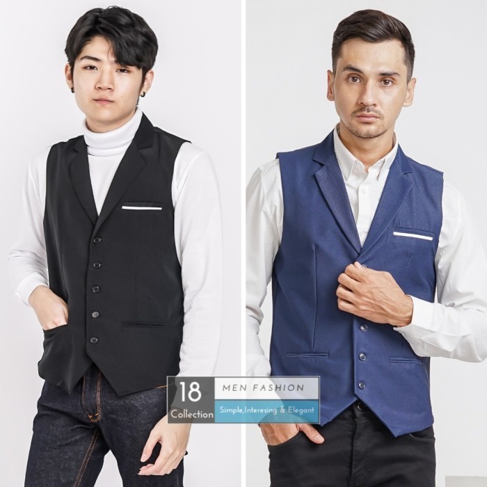 Calaca - Vest Pria Formal Kerah Collar Lapel Premium