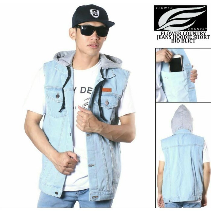 Calaca - Jaket Pria Rompi Vest Hoodie Jeans Denim Premium