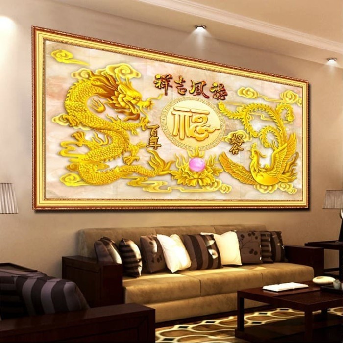 Diy Diamond Painting Full Naga Dragon Dan Phoenix Bird 120X60Cm D527B