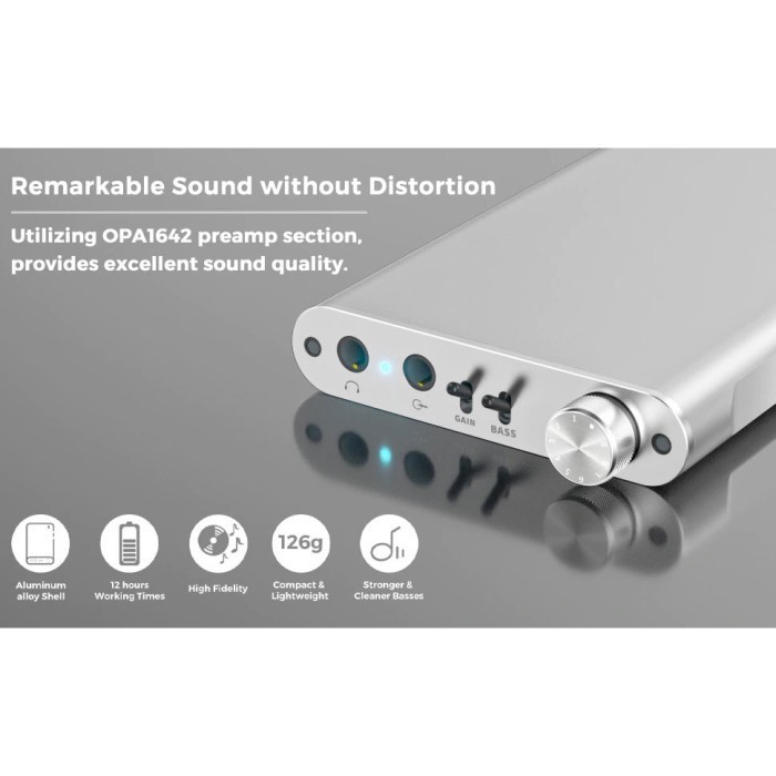 Audio Mini Hifi Stereo Headphone Amplifier Portable - Silver