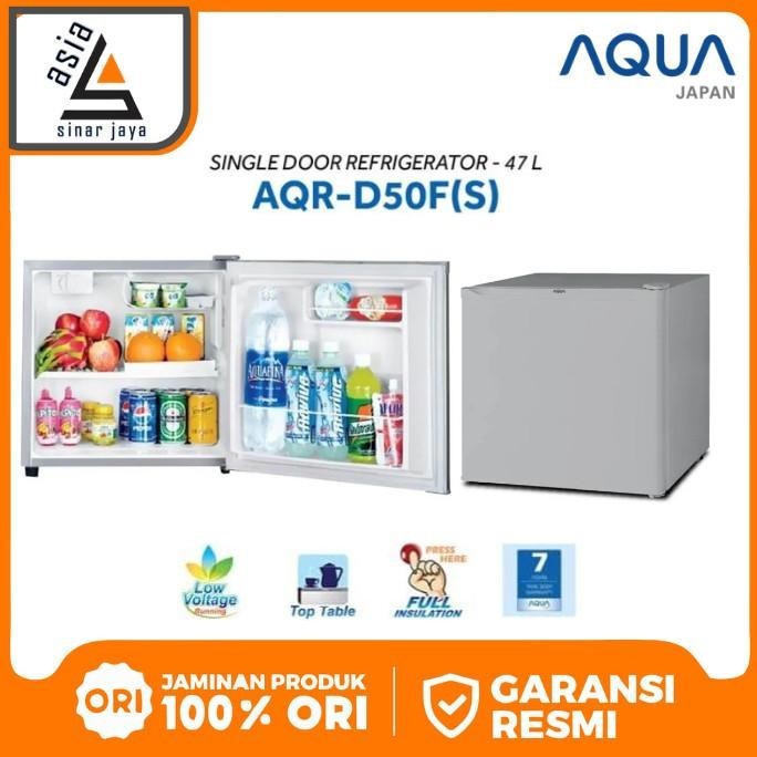 Aqua Japan Kulkas Portable Mini Bar Aqr-D50F 47 Liter - Silver Kualitas Premium