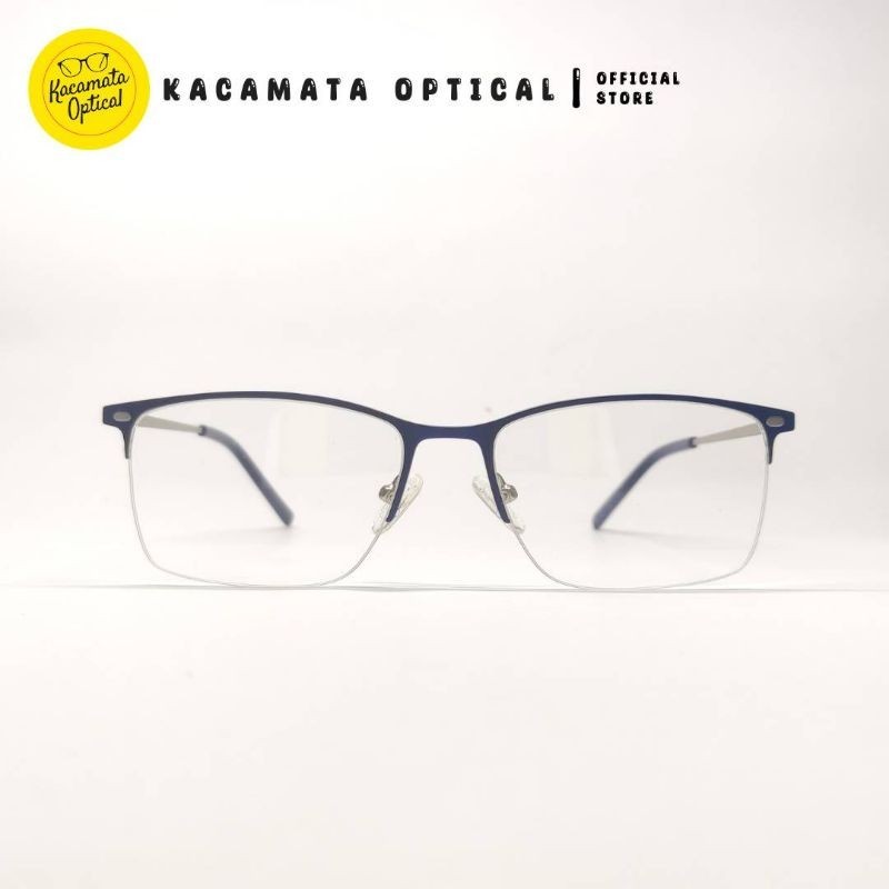 KACAMATA OPTICAL - Frame KMOTK399 Half Frame Biru Besi Plastik