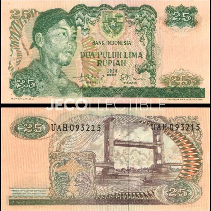 Uang Kuno 25 Rupiah 1968 Seri Sudirman UNC/UNC-