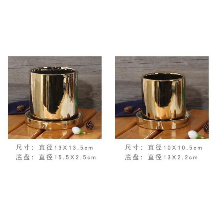 Vase Ceramic Golden - Vas Bunga Keramik Emas / Pot Bunga Keramik Emas