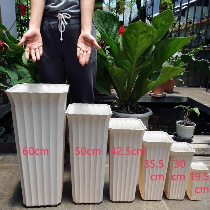 Ready Cvj Vas Bunga Plastik Tinggi 50 Cm, Mulut Vas 20X20Cm/ Pot Bunga