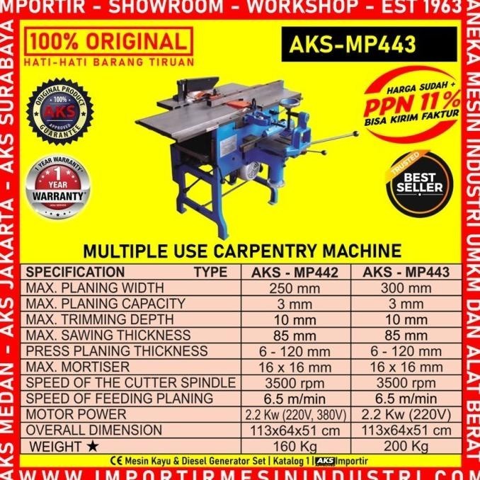 Mesin Multifungsi Kayu Meja (Planer Jointer) Aks - Mp443