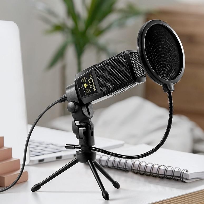 KU09 [3PCS] BASIKE Microphone Condenser Peralatan Audio Portable original untu Podcast PC Gaming Liv