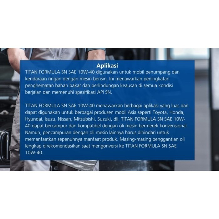 Oli Pelumas Mesin Mobil Modern & Turbo - Fuchs Titan Formula Sn Sae 10W-40 Api Sn Ilsac Gf-5