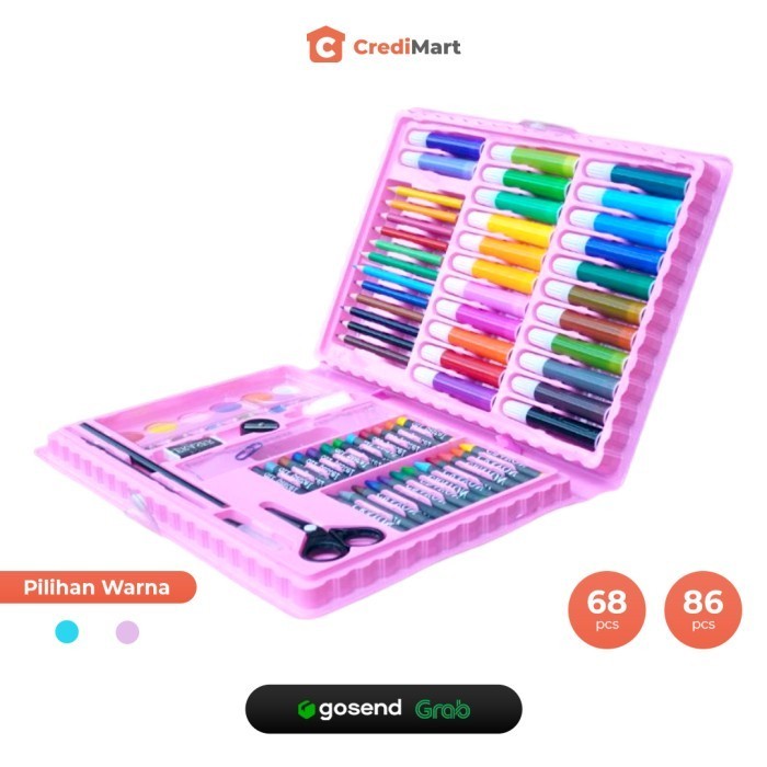 

Coloring Set Crayon Mewarnai Set Spidol Cat Air Lengkap -68 Pcs -Anza Wahda