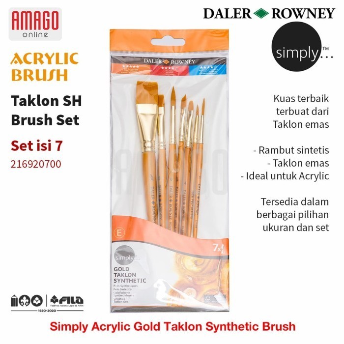

Daler-Rowney - Simply Acrylic Gold Taklon Brush Set 7 Pcs -Anza Wahda