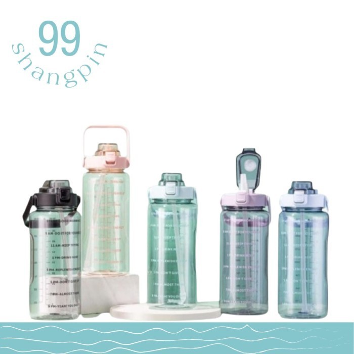 Botol Motivasi Transparan Bening Viral 2 Liter Tumblr Botol Pen Botol