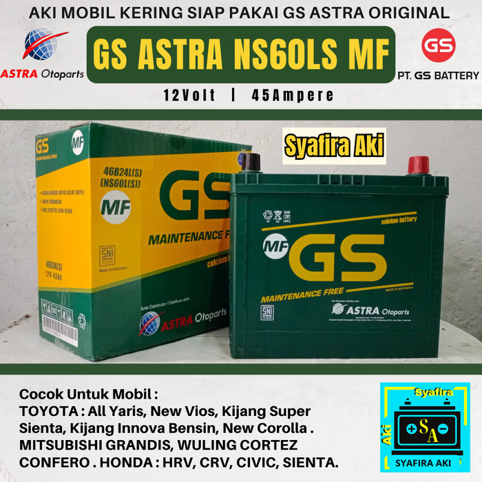 Aki Mobil Yaris, Vios, Crv, Hrv, Sienta Gs Astra Mf Ns60Ls Aki Kering