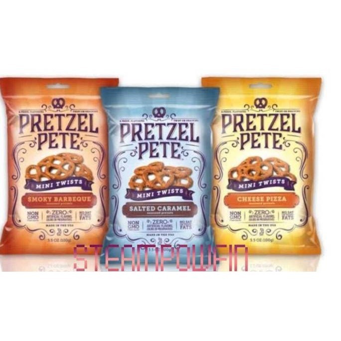 

BIG SALE PRETZEL PETE SALTED CARAMEL MINI TWIST PRETZELS SNACK SNEK PRETZEL !!!!!