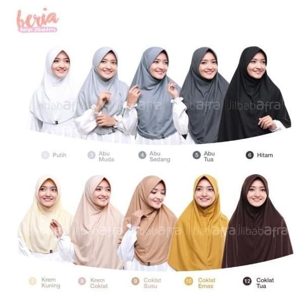 Jilbab Afra Beria Hitam Kerudung Instan Polos Bergo Antem