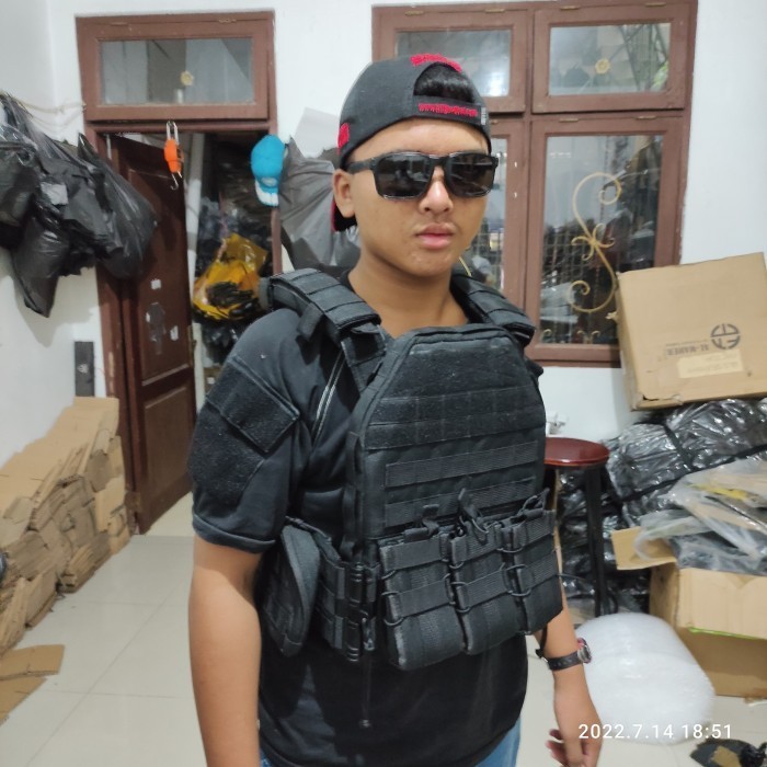 Giov Rompi Tactical Bodyvest Blackmamba Jahitan Bartek Militer Original