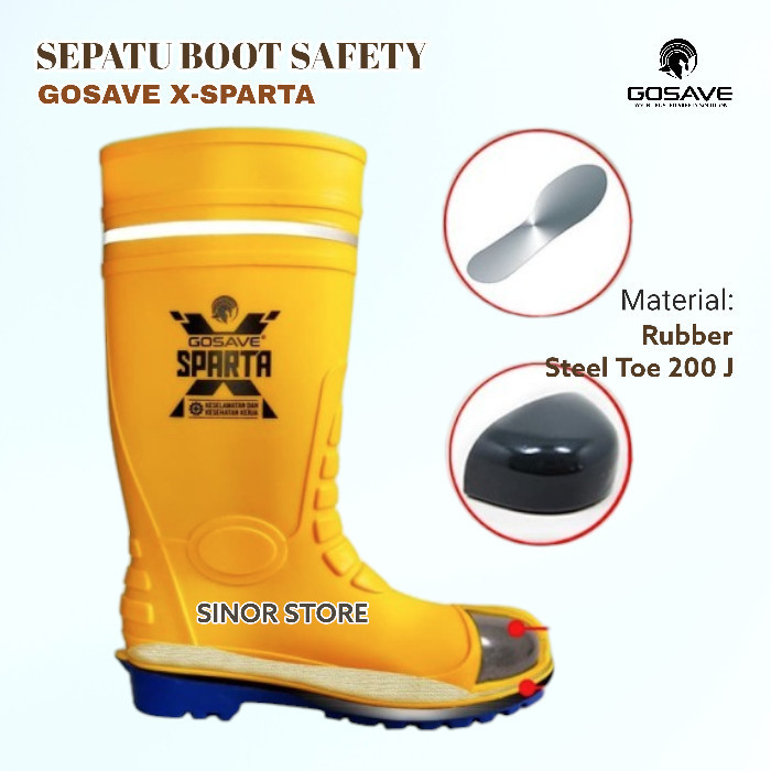 SEPATU BOOT SAFETY X-SPARTA GOSAVE UJUNG BESI DAN MIDSOLE STEEL PLATE