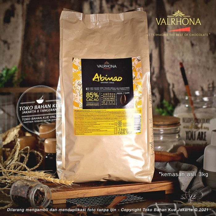 

Ready Valrhona ABINAO 85% Dark Chocolate 3kg Couverture Cokelat Coklat Coin