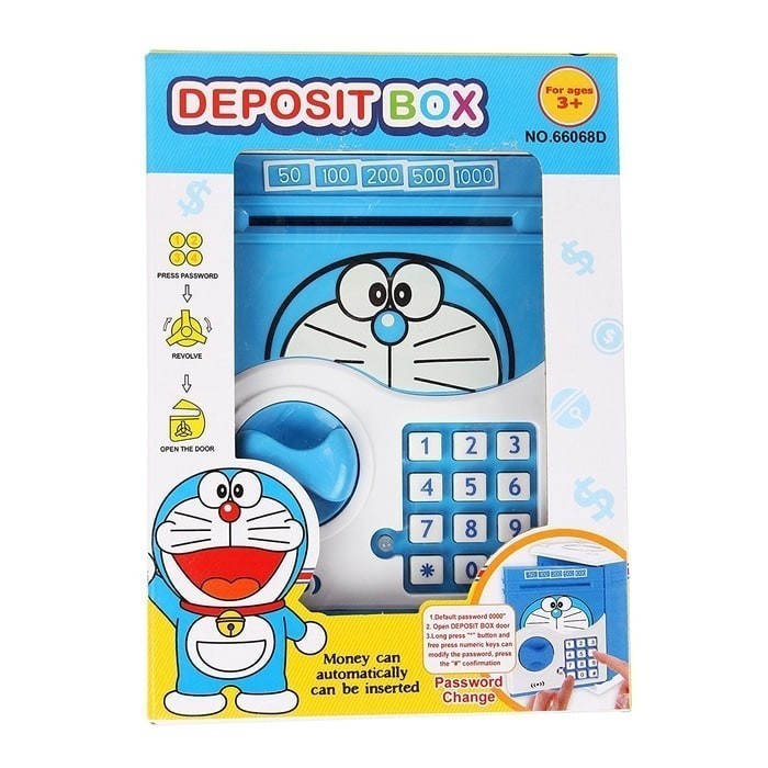 Mainan Anak - Deposit Box Doraemon Brankas Atm Saving Money Celengan
