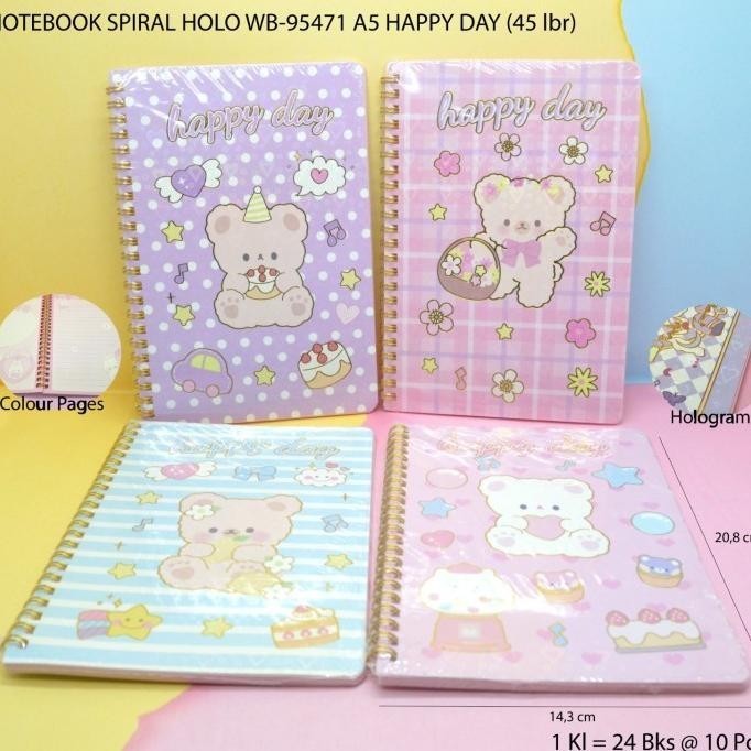 

buku notebook spiral holo motif happy day satuan