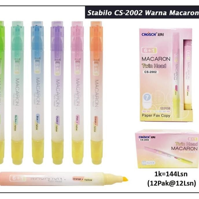 

Stabilo chosch twin head macaron model 7 warna isi 12 pc