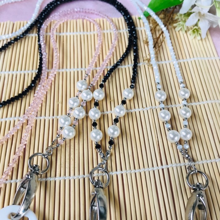 

Lanyard Strap Tali Kalung Kartu Id Card Name Tag Kristal X Mutiara