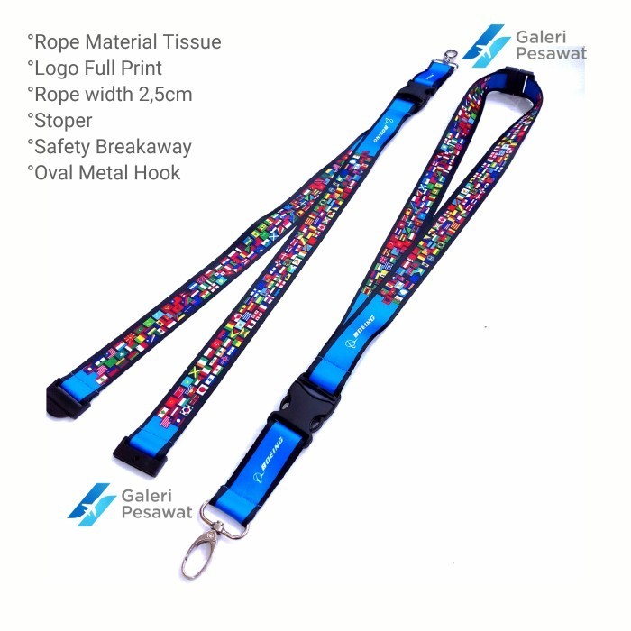 

Lanyard / Gantungan Tali Id Card Boeing World National Flags Premium