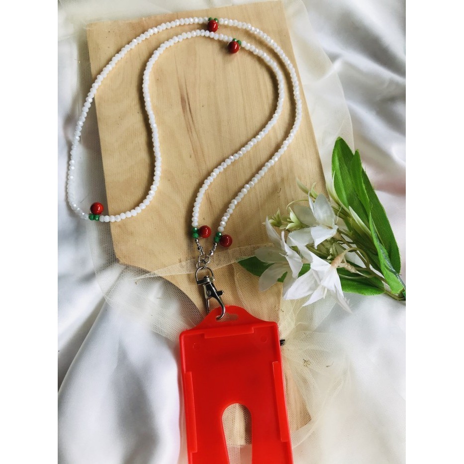 

Lanyard Tali Kalung Name Tag Id Card Mutiara Shell X Kristal