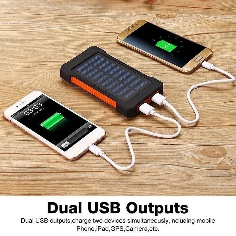 COD50000 MAH POWERBANK SOLAR CELL TENAGA MATAHARI DUAL USB FLASHLIGHT DAYA PONSEL POWERBANK SOLAR 50