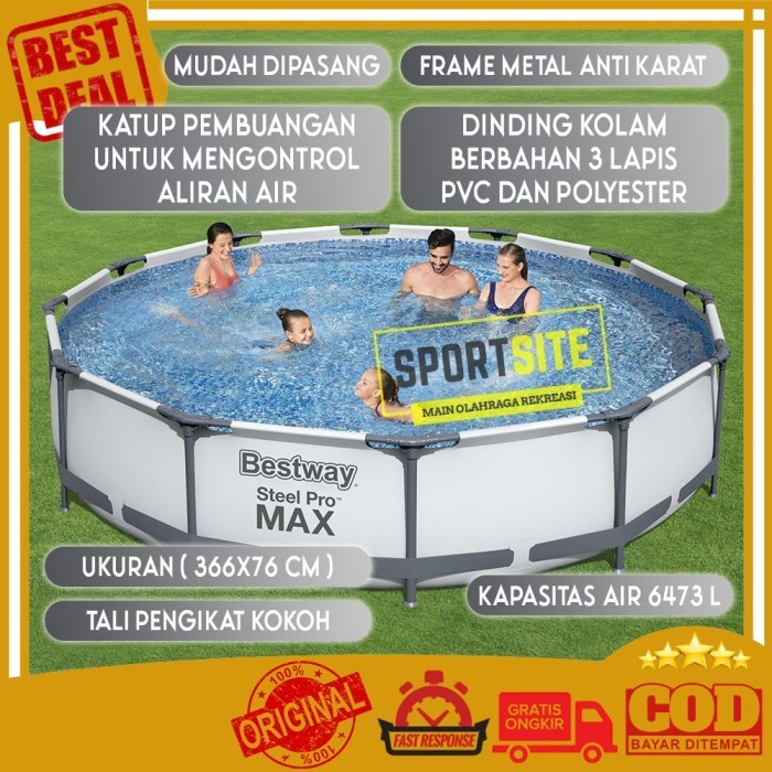 Ready Bestway Steel Pro Frame Pool Set 366cm. Kolam Renang & Filter 56416