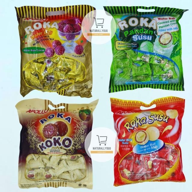 

Apollo Roka Waffer Ball 50S (300Gr/250Gr) Original / Susu / Pandan / Koko Isi 50S All Varian Cokelat Snek Jadul Biskuit Bola Coklat