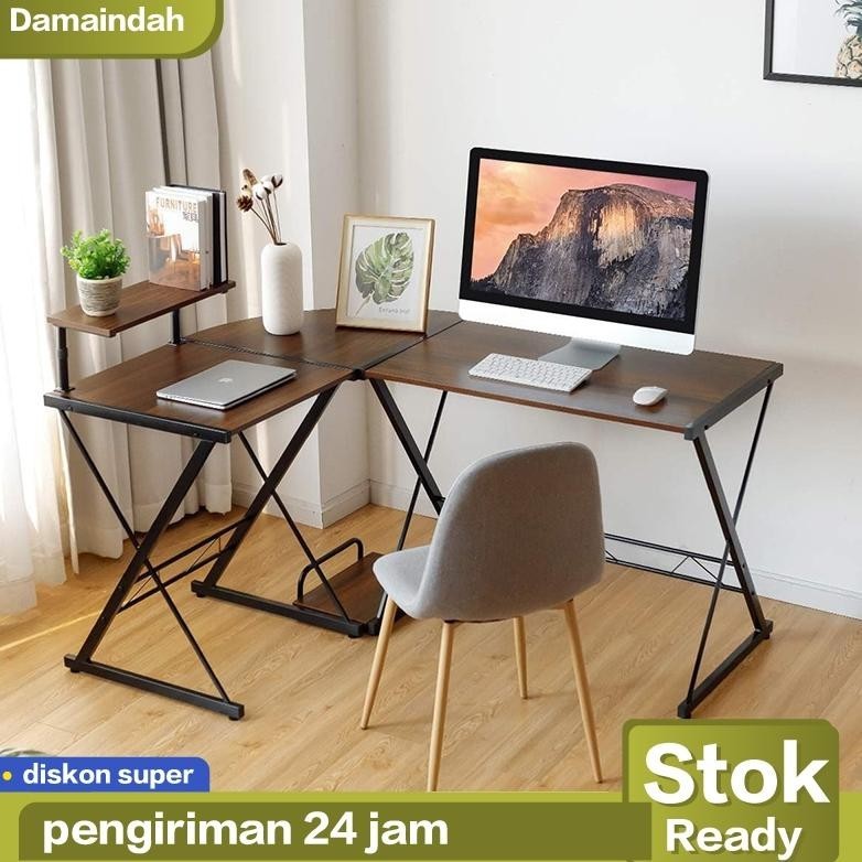 Damaindah L Shaped Meja Komputer / Meja Komputer Minimalis / Meja Gaming / L Shaped Desk