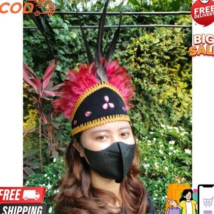 Topi Adat Bandana Bulu Ayam | Hiasan Kepala Tari Dan Karnaval Tradisional Bantengan