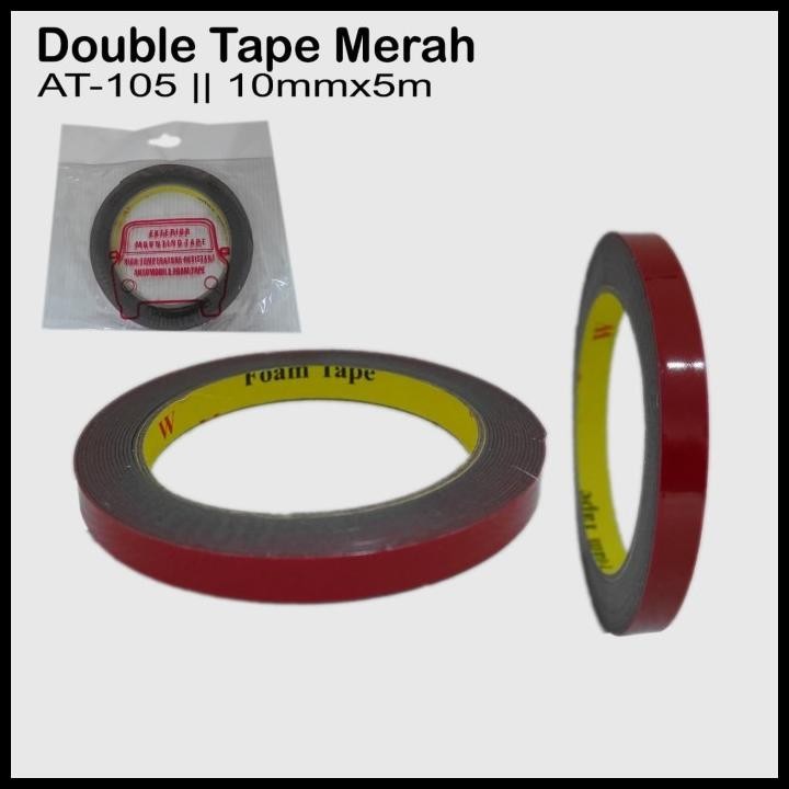 

TERMURAH DOUBLE TAPE PEREKAT LEM BOLAK BALIK-MERAH 10MM X 5M AT-105 !