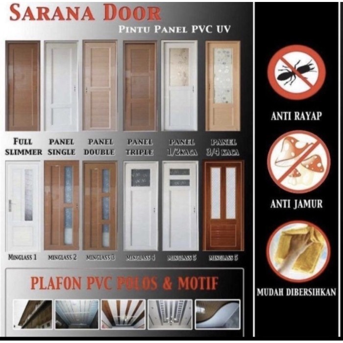 PINTU PVC UV , PINTU KAMAR TIDUR DAN KAMAR MANDI (70X200)
