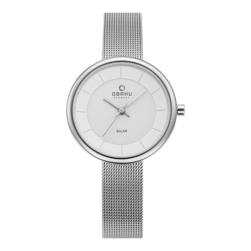 Jam Tangan Wanita Obaku V206LRCWMC LYS Steel White Dial Mesh Strap