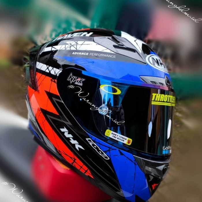 HELM NHK RX9 RAVEN BLUE ORANGE FULL FACE DOUBLE VISOR PAKET GANTENG