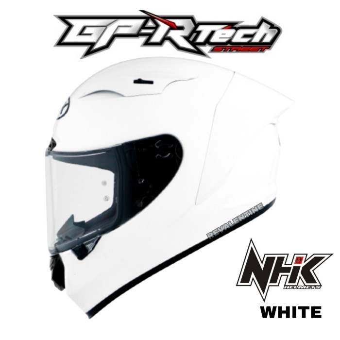 NHK GPR TECH STREET SOLID WHITE ORIGINAL HELM MOTOR FULL FACE PUTIH