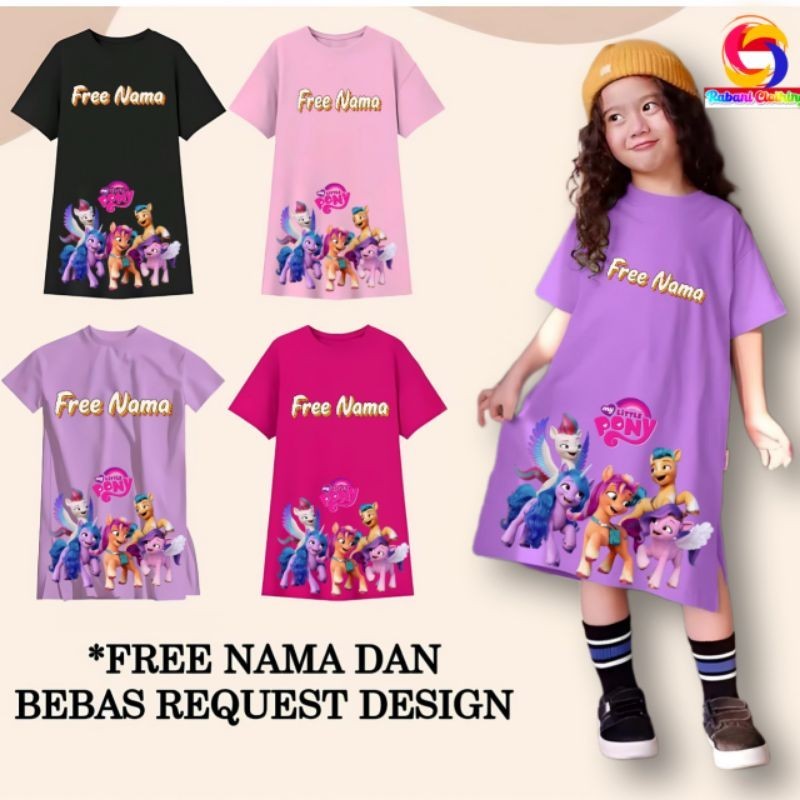 DRESS TUNIK ANAK MY LITTLE PONY bahan catton free nama