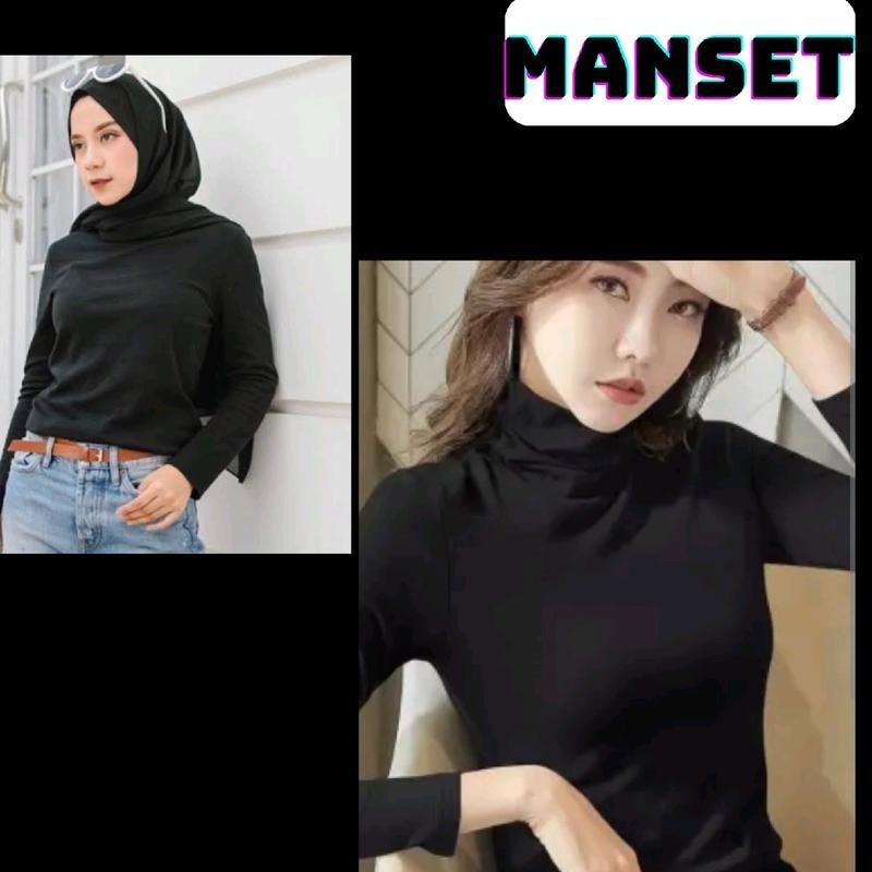 Manset Inner Baju Daleman Wanita Dalaman Muslim/Dewasa Polos Hitam/Baju Kaos Polos Lengan Panjang Mu