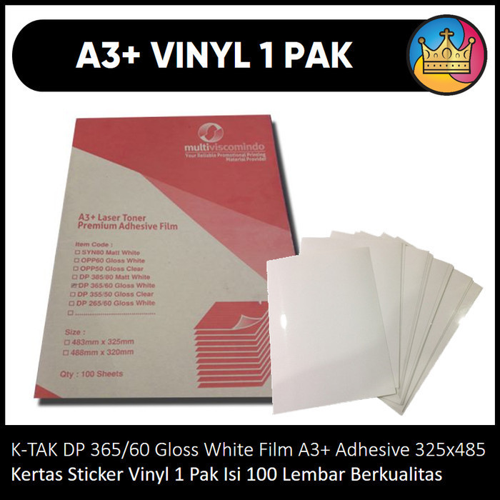 

Bahan A3+ Sticker Stiker Vinyl Vinil K-Tak Gloss White Film Adhesive